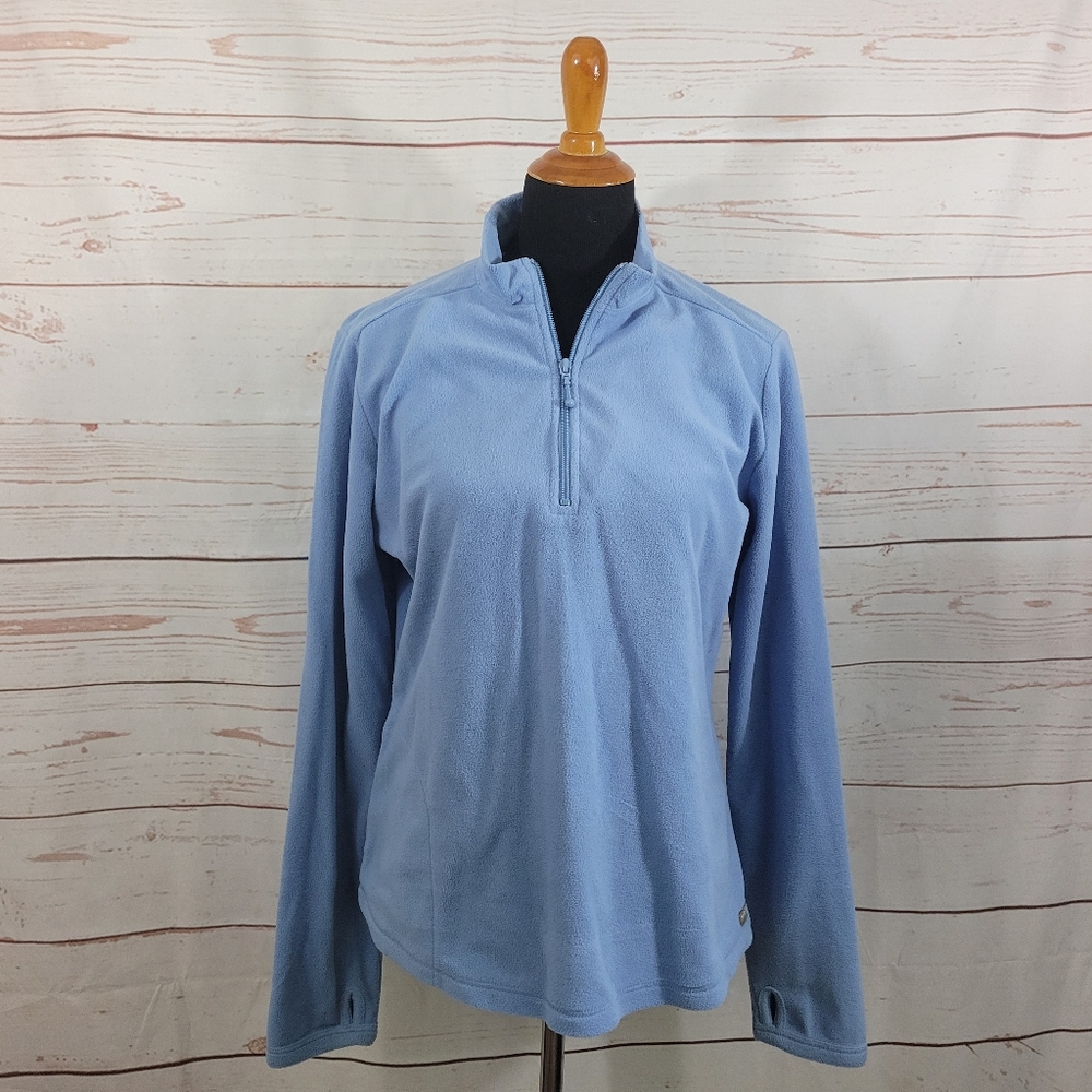 Woolrich Fleece Sweater Women's Large Heather Pullover Sweatshirt 1/4 Zip